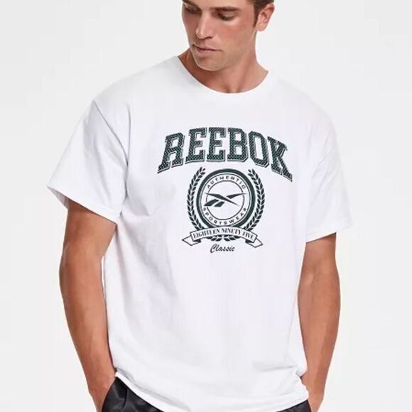 Reebok Men's White Graphic T-Shirt - Picture 1 of 3